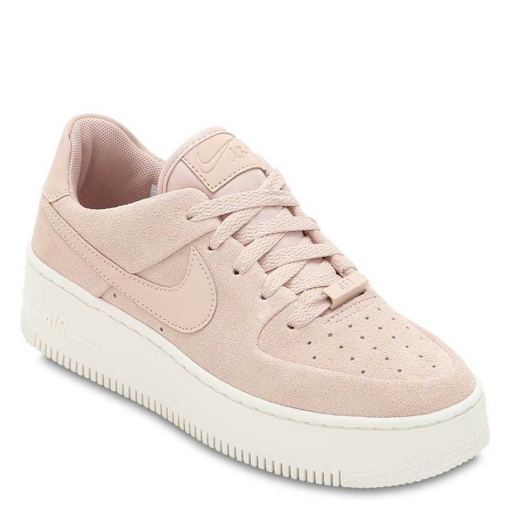 Light pink suede Nike air force platform sneakers